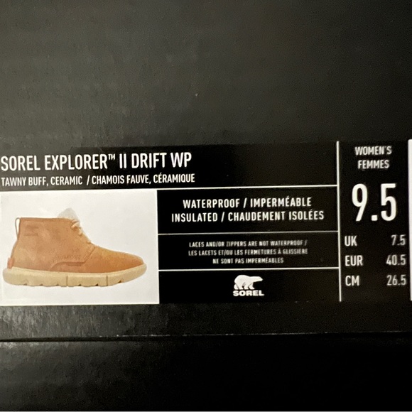 SOREL Women Explorer II Drift Waterproof Suede Ankle Boots Tawny Buff, Ceramic - Picture 13 of 14